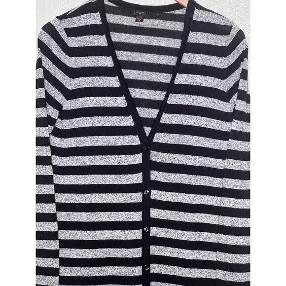 J. Jill Wearever Collection Striped Button-Front Cardigan Sweater XS Black Gray - Picture 7 of 11